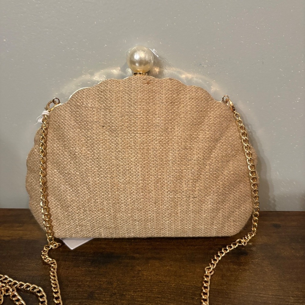 NWT Haute‎ Hippie Clamshell Jute w/ Orange Embroidered Flowers Rhinestones Purse - Picture 5 of 9